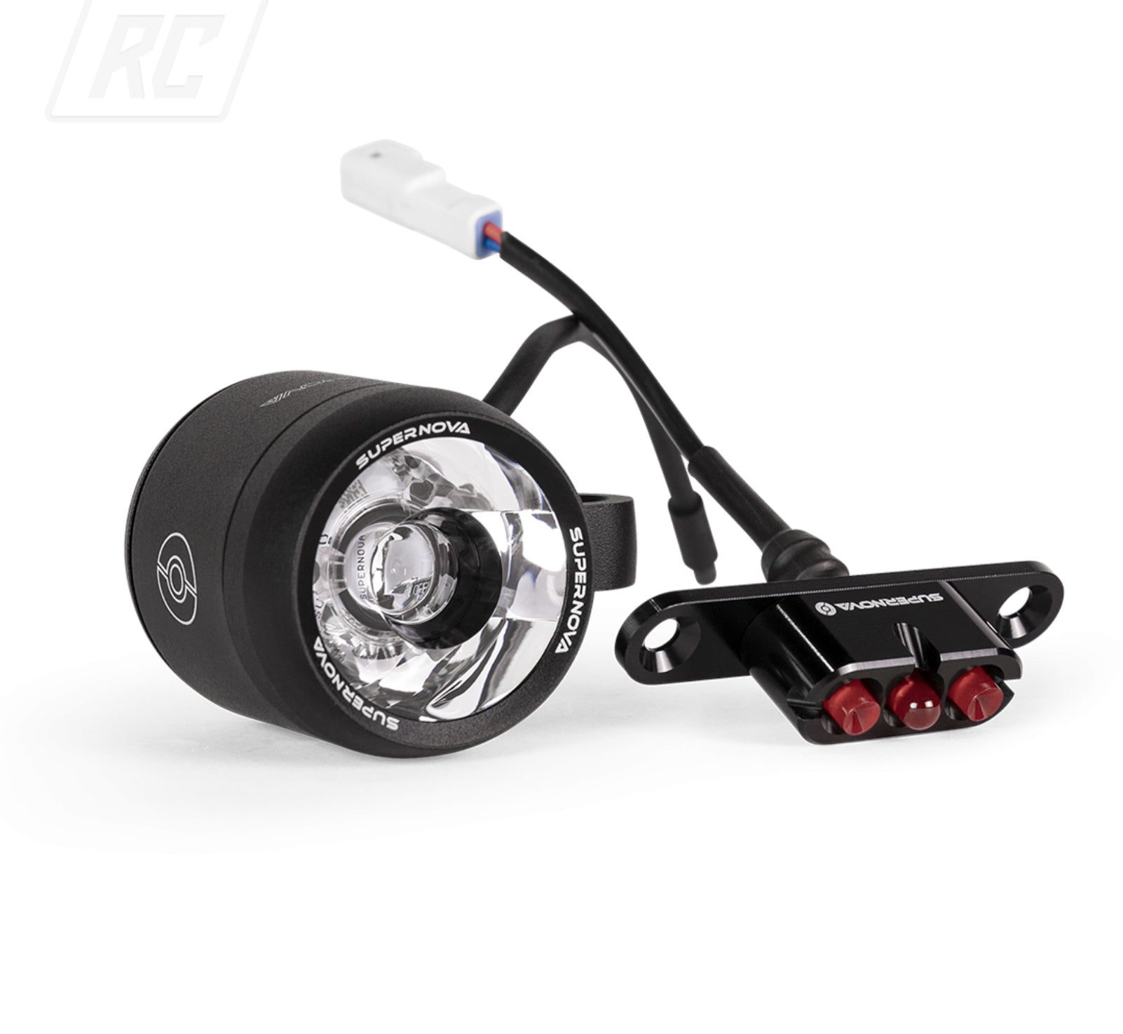 SET OF LIGHTS SUPERNOVA FRONT REAR INCL. BLACK GRAY FRONT PLATE FOR LIL BUDDY ELECTRIC BIKE